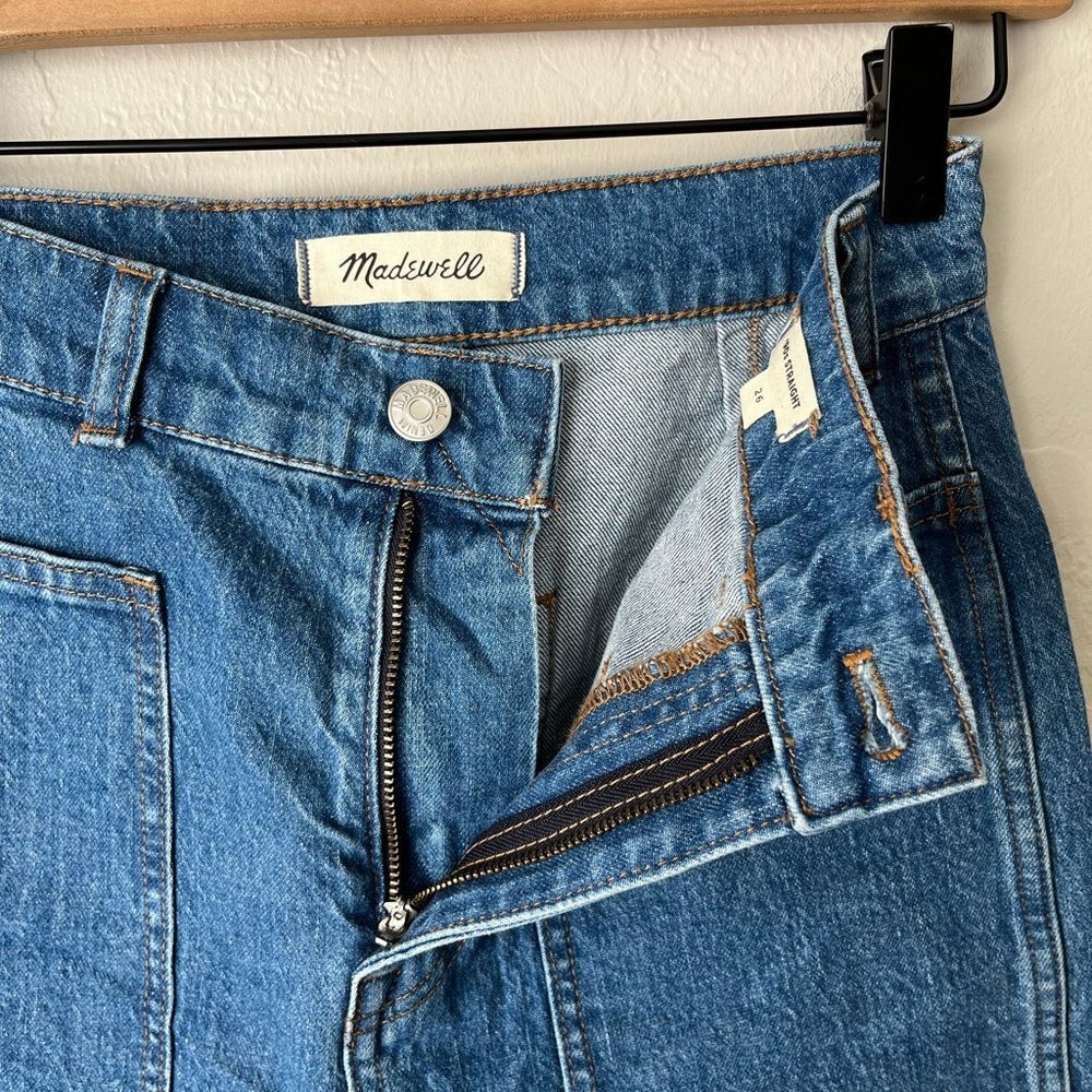 Madewell 90s Straight Cargo Carpenter Panel Denim Jeans Fenwood Wash Size 26 - Picture 7 of 9